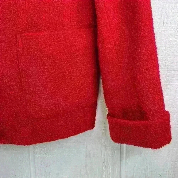 Jillian Jones Women’s Size 6 Red Boucle 3 Button 1-pocket Single Breasted Blazer - Picture 6 of 10